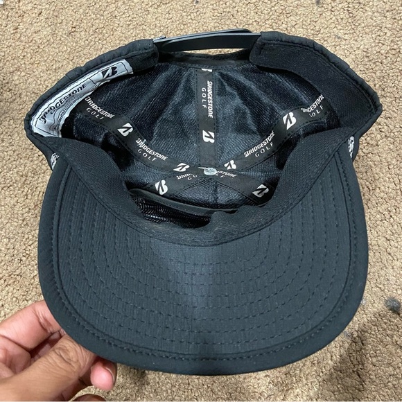 Bridgestone Crusher Rope Style Golf Hat Lightweight Polyester Snapback Black - Picture 2 of 4